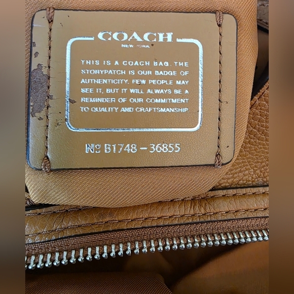 Coach Edie Shoulder Bag In Camel Pebble Grain Leather With Nickel Hardware - Picture 9 of 9